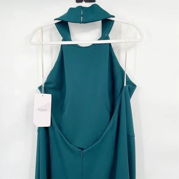 Jenny Yoo Petra Halter Neck Open Back Dress Teal Plus Size 24 Formal Caspian Sea - Picture 6 of 13